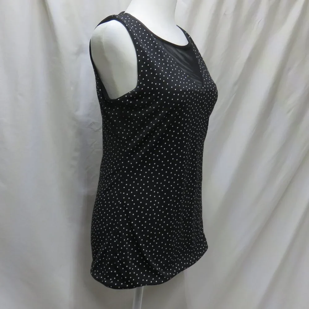 Women's Sleeveless Dressy Top with Illusion Neckline - Picture 3 of 6